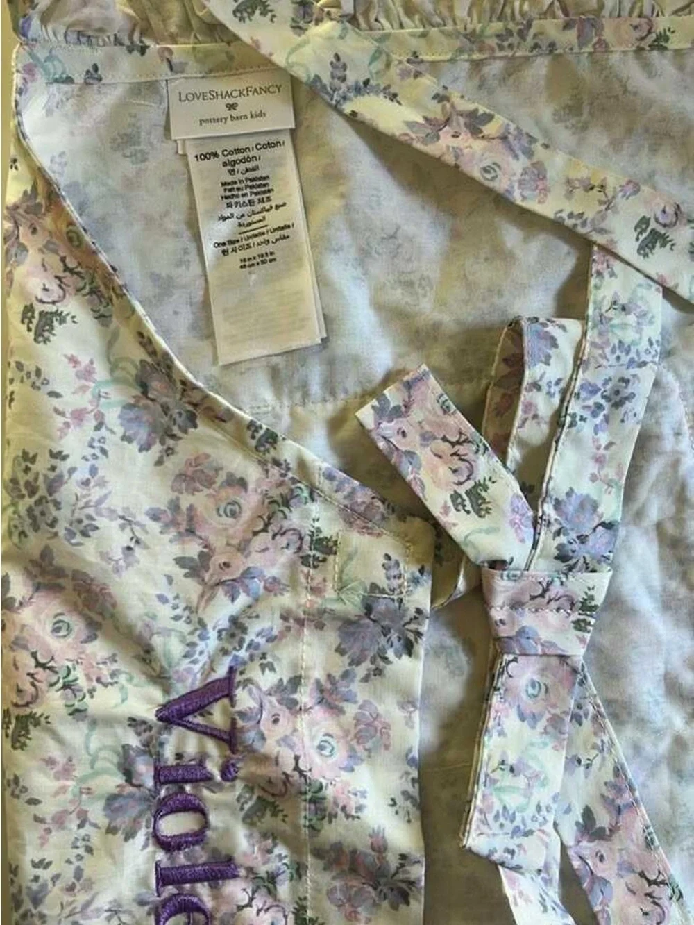 New Pottery Barn kids Loveshack Fancy Apron. Embroidered with the name “Violet”